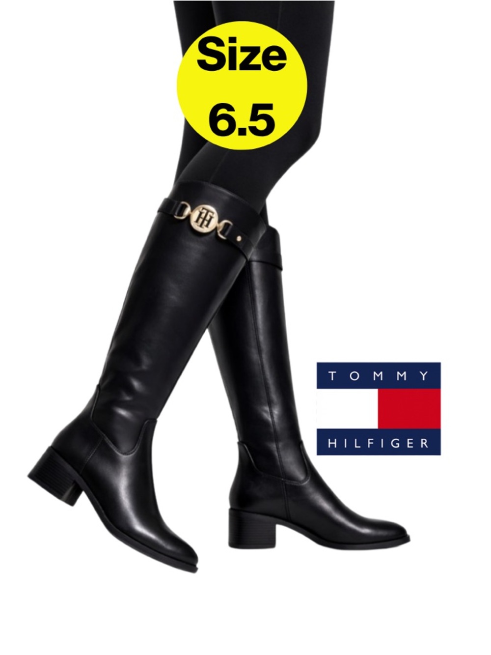 TOMMY HILFIGER 🖤 Black Heeled Boots (Women’s Size 6.5) - LIKE NEW